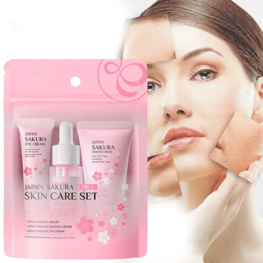 Women 3pcs Kit Sakura Skin Care Sets Face Cream Face Essence Eye Serum Face Skin Care Set Product Gift box